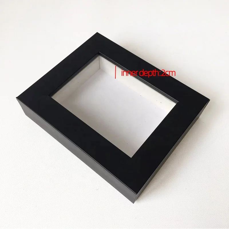 Free Sample 3X4 5X7 6x8 8x10 Inch 2Cm Depth Shadow Box Real Glass Front White and Black 3Cm Deep Shadow Box Frames