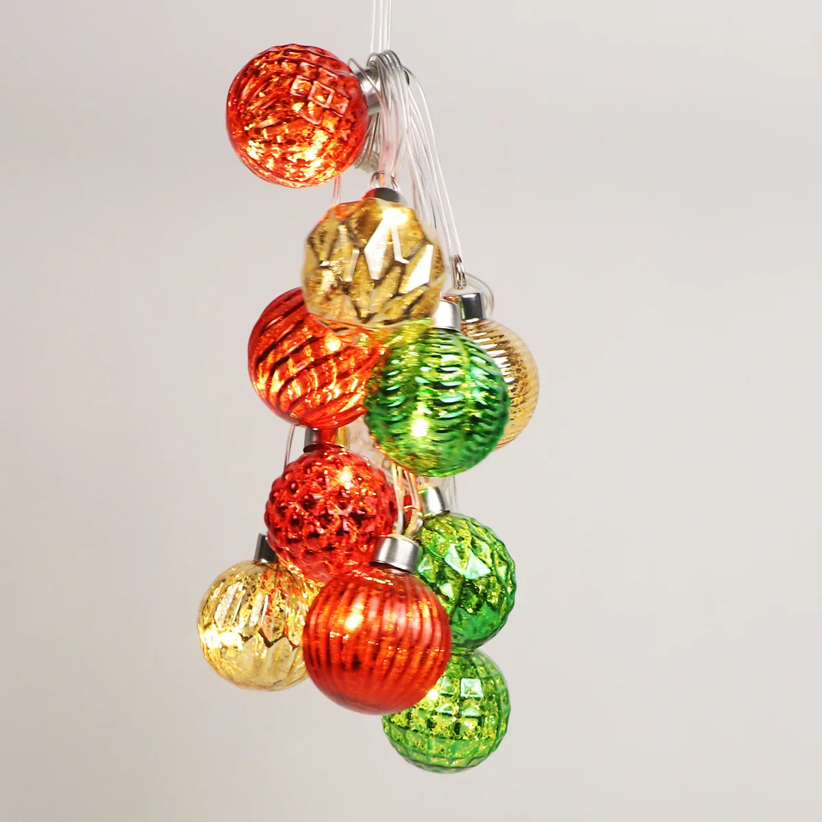 New Year Joyful Red Mini Hanging Ball Set Of 10 Handmade Glass Christmas Tree Shining Decoration Colorful Lighted Egg Ball