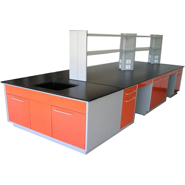 customizable industrial adjustable  work bench table island bench steel material high quality acid resistant chemistry lab use