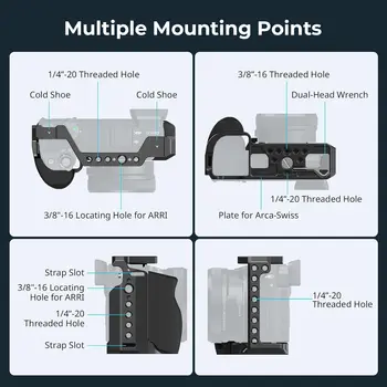 SmallRig Cage with Silicone Handgrip & Cold Shoe for Sony a6100, a6300, a6400-3164 detail image