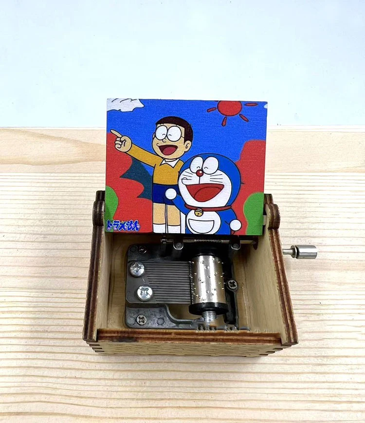 Doraemon Wooden Hand-Cranked Music Box - Custom Engraved Toy