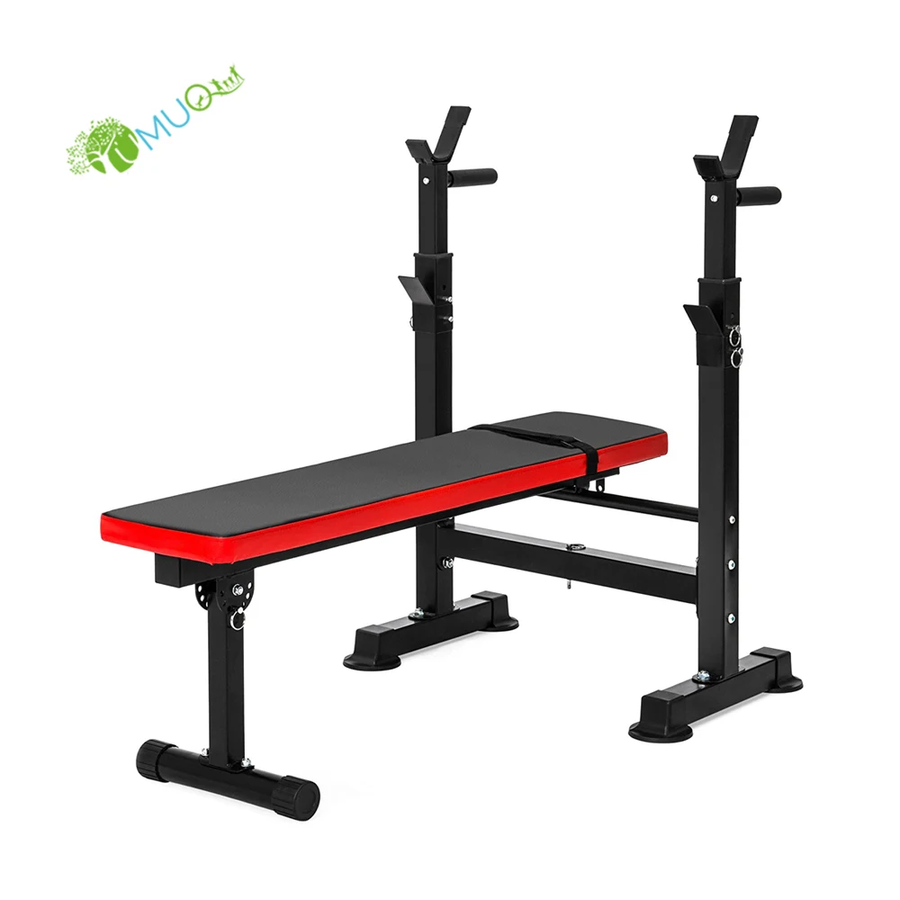 adjustable folding fitness barbell rack and weight bench