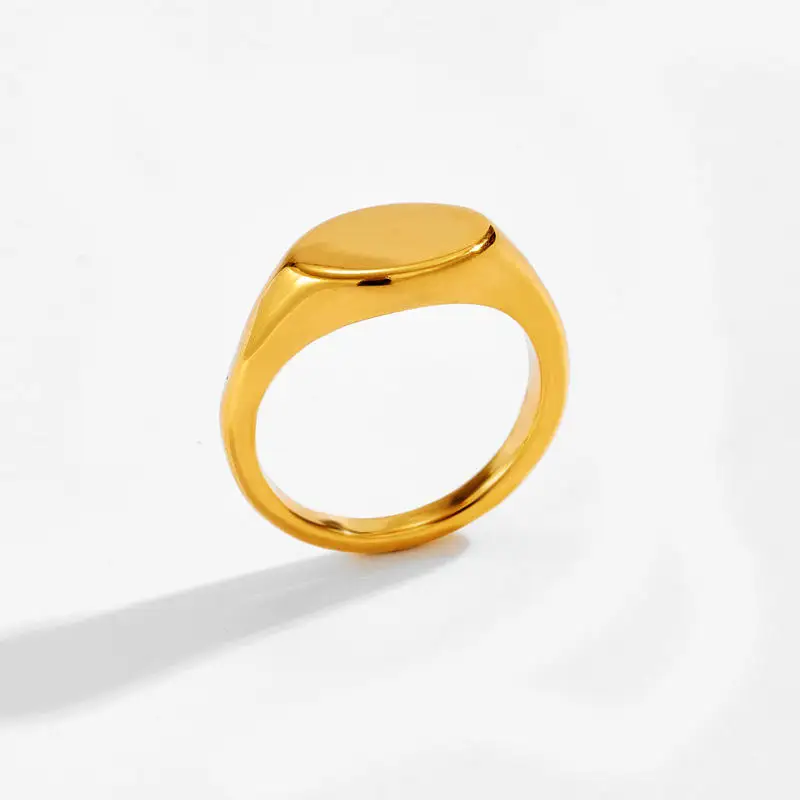 Stainless Steel Jewelry Tarnish Free Rings Men Women 18K Gold Plated Blank  Engraved LOGO Name Wedding Eternity Engagement Ring