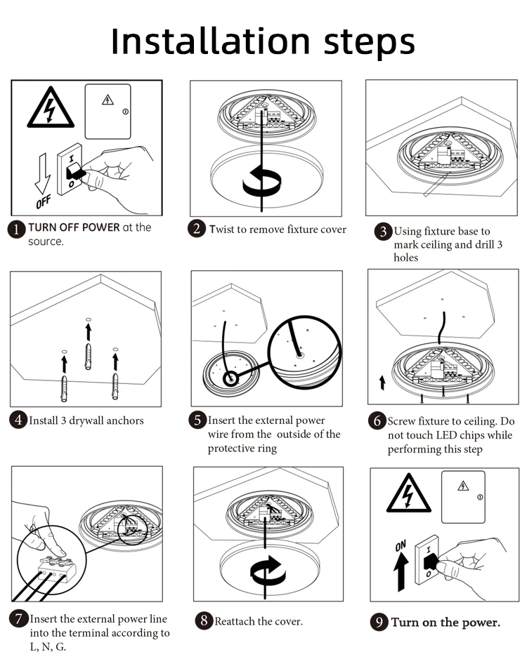 Modern Round Led Ceiling Light Fixture For Bedroom Lamp Ultra Thin Home