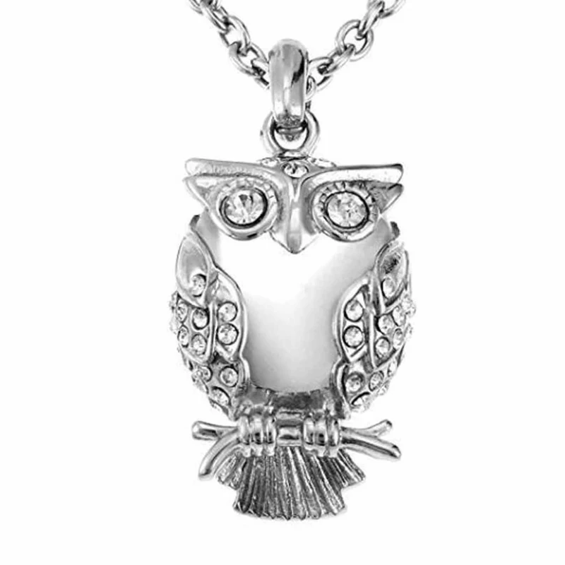 Classic Owl Cremation Urn Pendant Necklace for Ashes Stainless Steel Memorial Locket Necklaces Keepsake Jewelry for Women Men