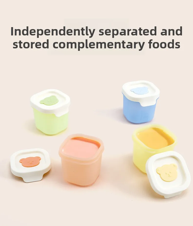 Mini Silicone Baby Food Box with Plastic Lid for Kitchen Storage Ice Tray and Children's Sealed Food Packaging details