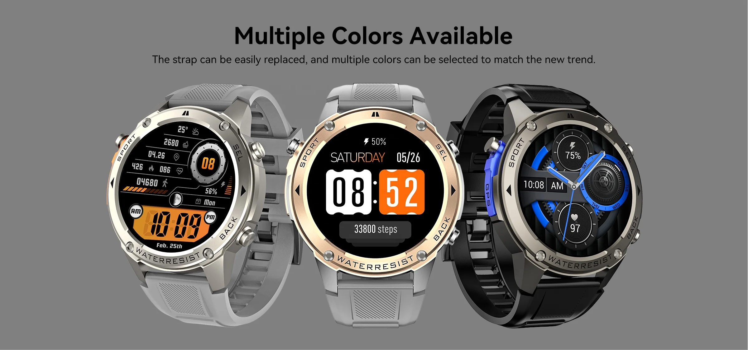 DM56 Android Smart Watch Gps Dual-bands GPS Positioning Fitness Tracker 170+ Outdoor Sports Smartwatch for Men 5ATM Waterproof