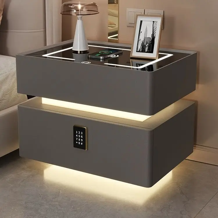 2024 Smart Floating Design Versatile Bedside Table Bedroom Luxury Night Stand with Password Lock