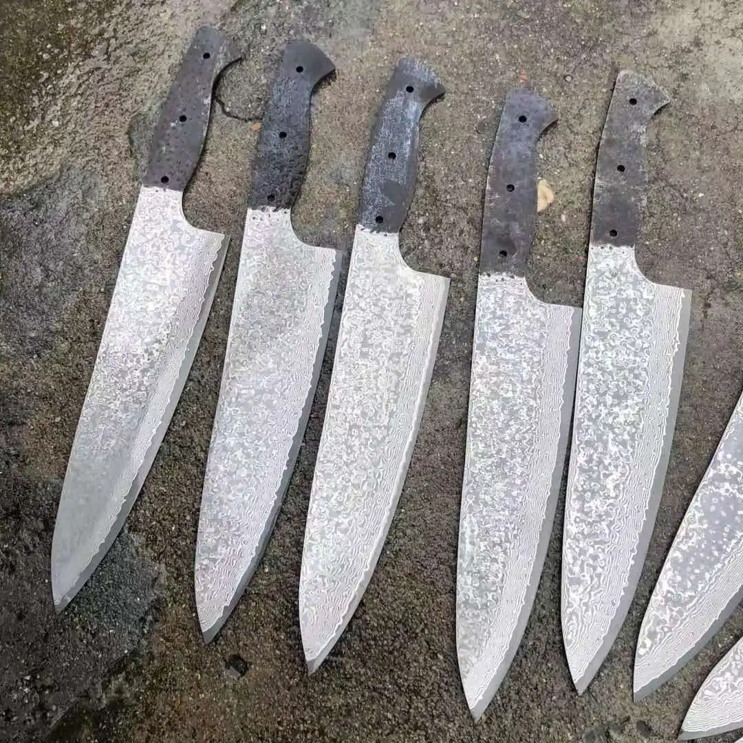 Custom Kitchen Cooking Chef Fixed Vg10 Damascus Steel Knife Blade Diy