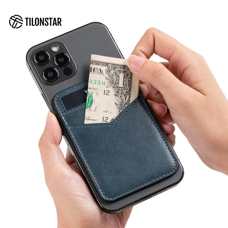 Guangzhou Bulk Cheap Custom Genuine Leather Mobile Phone Card Holder Stick on Wallets Cell Phone Wallet