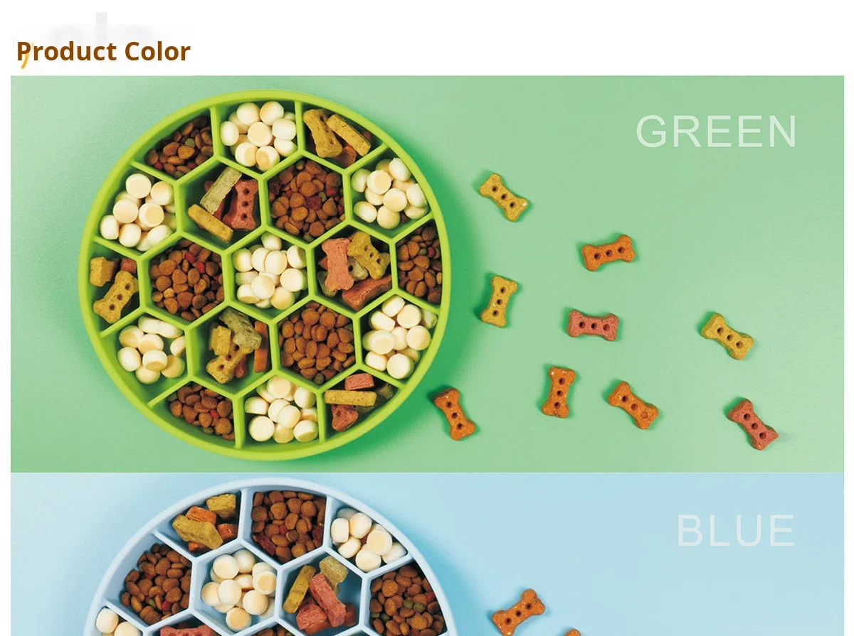 Pet Slow Feeding Bowl, Dog Anti-Choking Single Bowl, Non-Slip Silicone Suction Cup Honeycomb Slow Feeding Dog Bowl Food Plate supplier