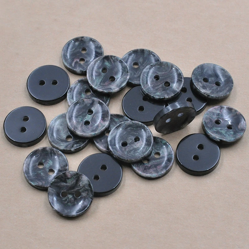 Custom 4 Holes Polyester Pearl Effect Imitation Sea Shell Resin Reisin Button Faux Shell Fancy Buttons