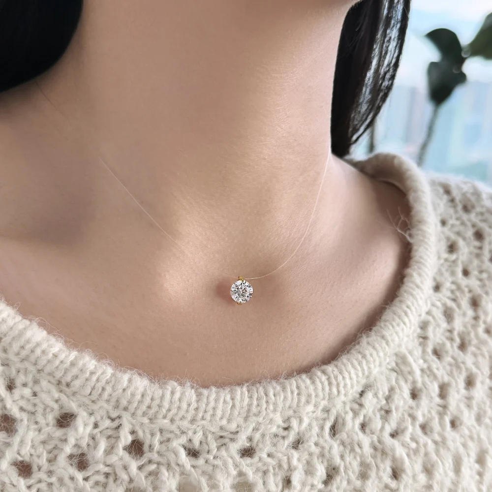 KAKODIY Dainty 925 Sterling Silver Rhodium 18K Gold Plated Solitaire Round 8mm 5A Zirconia Pendant Necklace High Top Jewelry detail 1