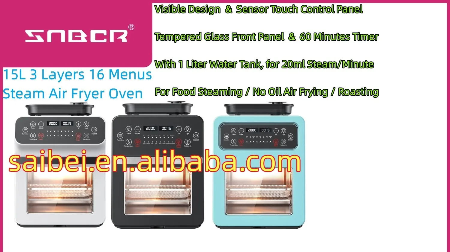 15l 3 Layers 16 Menus Steam Fryers 1700w Steam Air Fryer Oven Domestic Steam Air Fryer With