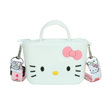 Cartoon Cute Girl Children's Cross Body Change Storage Bag Heart shaped Square Silicone Small Bag