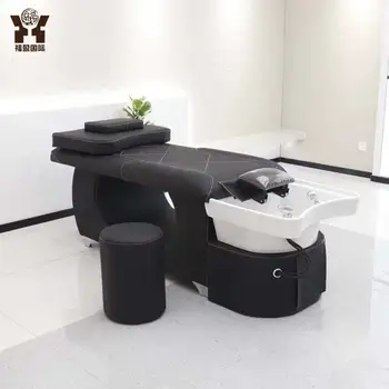 Barber shop shampoo bed full laying hair salon special ceramic basin fumigation Thai style shampoo bed