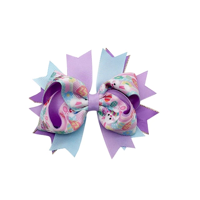 Аксессуары для волос ручной работы с изображением Пасхальных Кроликов, украшенные извращенными цветочными лентами, заколки для волос, аксессуары для девочек, банты для волос