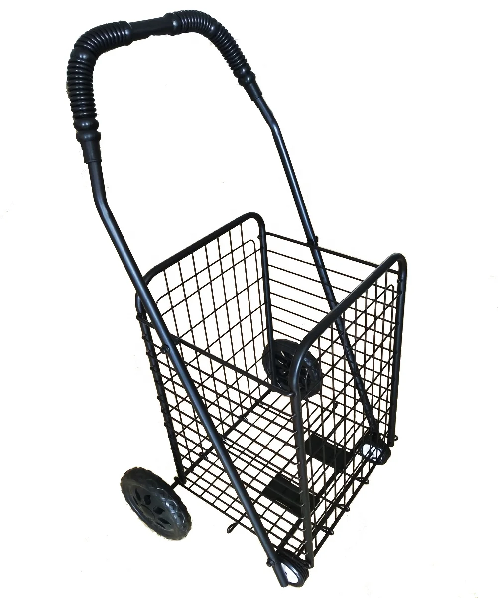 thumbnail image 2 of Costway Heavy Duty Folding Shopping Cart – 100 Lbs Capacity, Rolling Utility Cart With Handle, Black 2 of 6