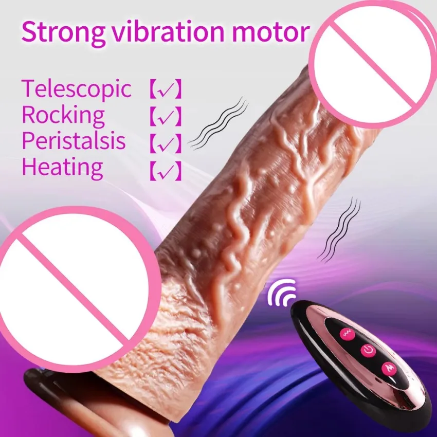 Realistic 18-22cm Thrusting Dildo Vibrator for Women Soft Adult Sex Toys with Heating for Anal Clit & G-Spot Stimulation