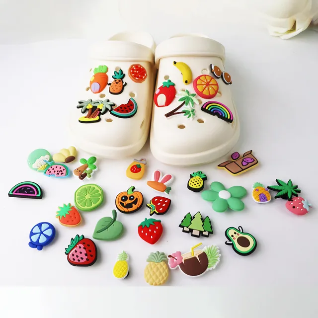 2024 PVC Latest Popular Shoes Charm Customized Soft Shoe Accessories Wholesale Fruit Rubber Shoes Decoration Charm