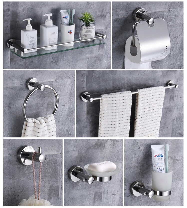 304 Stainless Steel Matte Black Wall Mount Bathroom Shelves Towel Rack Bath Hardware Sets Buy