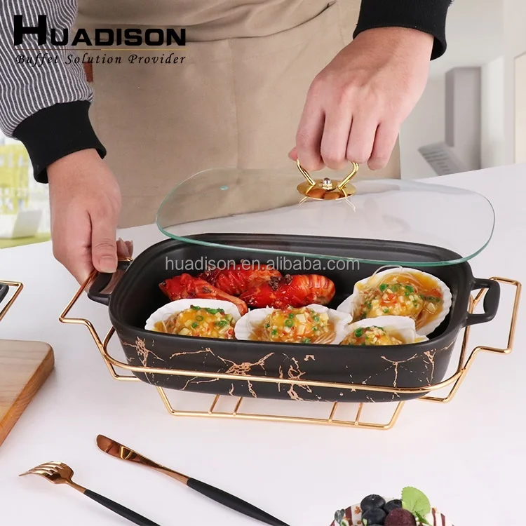 Huadison Hotel Used Ceramic Chafing Dishes Porcelain Food Warmers