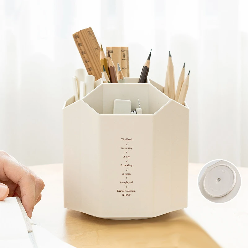 Customized Nordic Desk Organizer Multi-functional Corporate Elegant Swivel Rotating Plastic Pen Holder