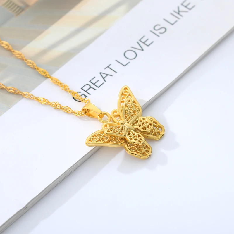 Fashion Cute Butterfly Pendant Necklace Stainless steel Women's Chain Jewelry 