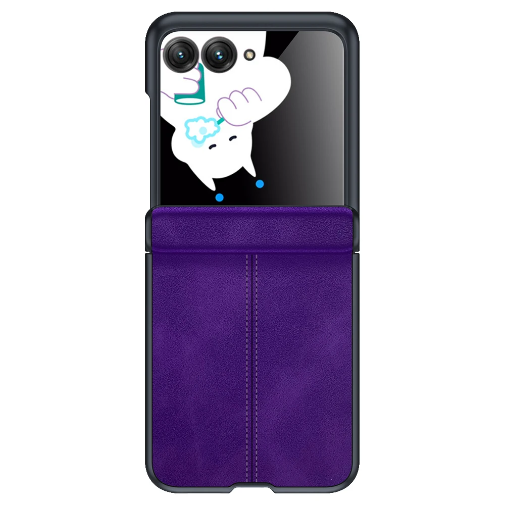For Motorola Razr 50 Phone Case Luxury Leather Hinge Protection With Tempered Film Phone Cover for Moto Razr50