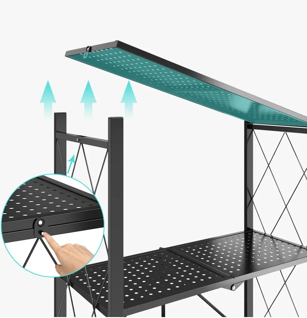 Foldable Rack Shelf 5 Tier Foldable Rack - Versatile Storage for Kitchen & Restaurant