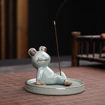 Ceramic Frog Incense Holder - Mini Zen Sculpture Censer