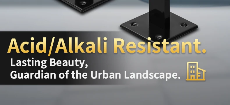 Black Galvanized Steel Sidewalk Ashtray Fireproof Ashtray for Smoking Area Two Trash Bin Smoking Column Accept Fixed on