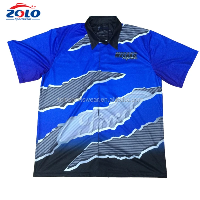 Hight Quality Men's Full Button Sublimation Custom Pit Crew Shirts