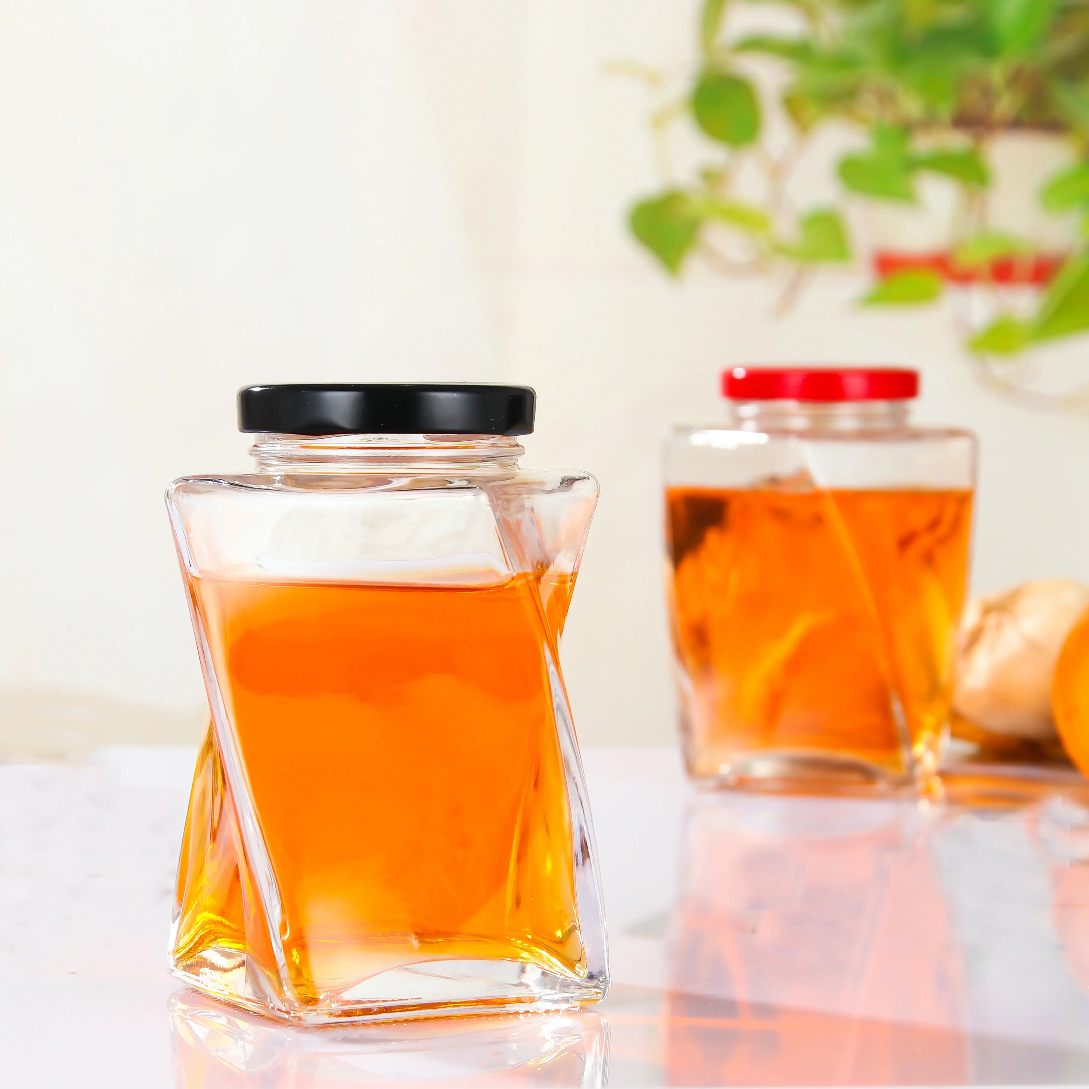 Newray Designed 360ml 500ml Honey Jar Glass With Lid Creative Unique