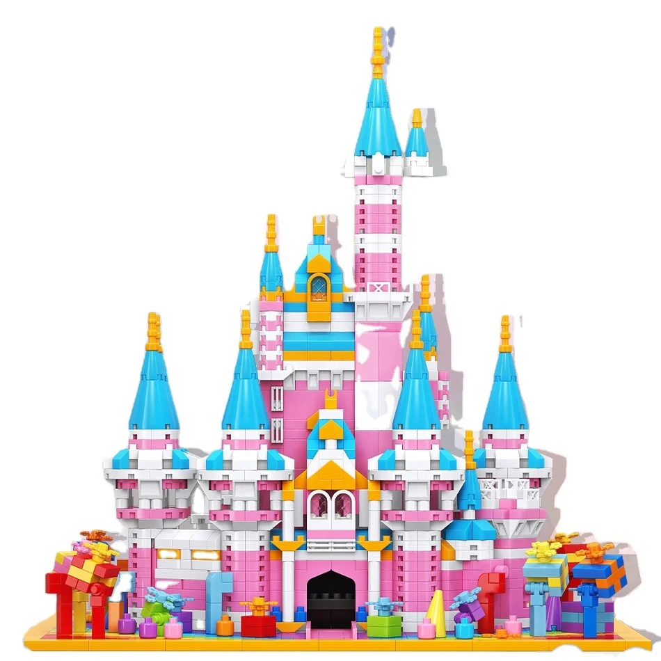 Moyu Micro Block Pink Building Blocks Princess Toy Bircks Castle Toys for Kids Girls