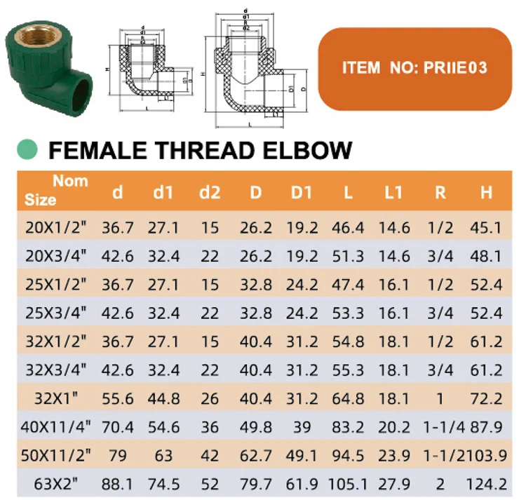 Era Ppr Pipes And Fittings Female Elbow Type Ii Female Thread Elbow
