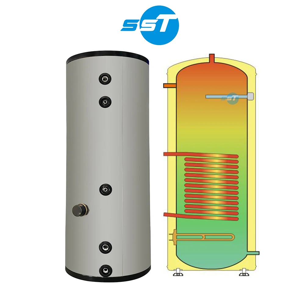 tanque Buffer de 50 L, 100 L, 150 L, 300 L a 500 L para Bomba de Calor — Tanque em Aço Inoxidável para Aquecimento de Água
