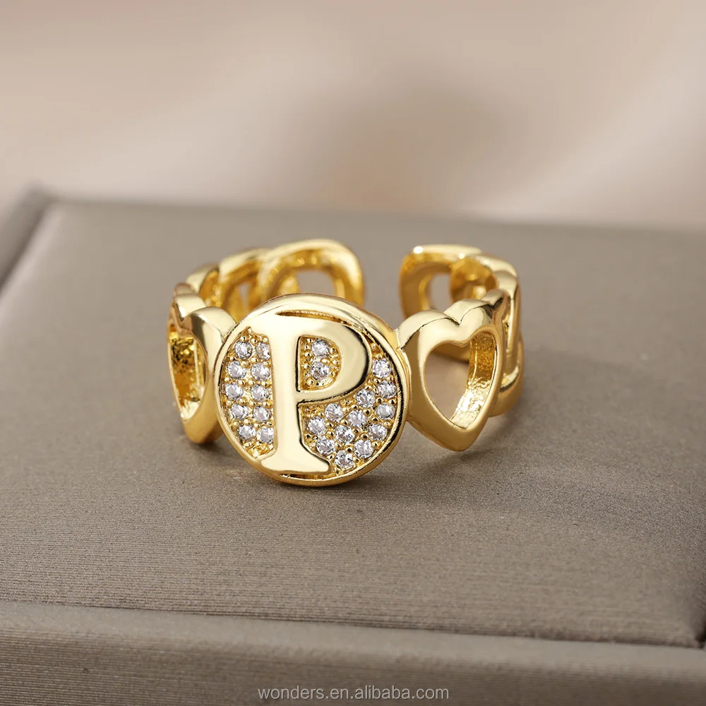 Dew by PB Gold-Plated 925 Sterling Silver Stone Studded Initial P Ring –  www.pipabella.com
