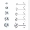 perno in argento con diamante da 6 mm