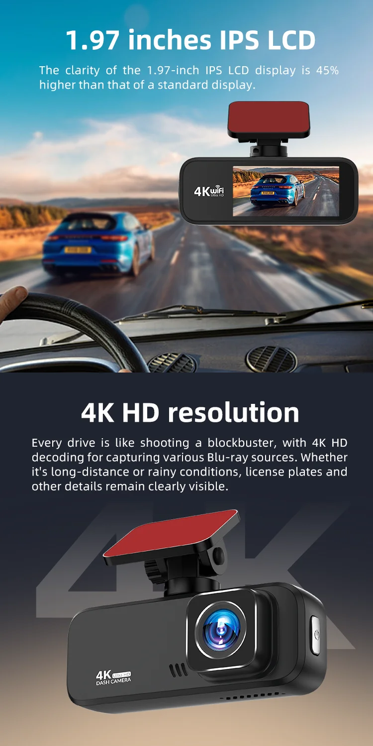 Dual Lens Car DVR Recorder Car Dash Camera with 4K Front and Back 1080P IPS Screen Loop Record for Competitively Priced manufacture