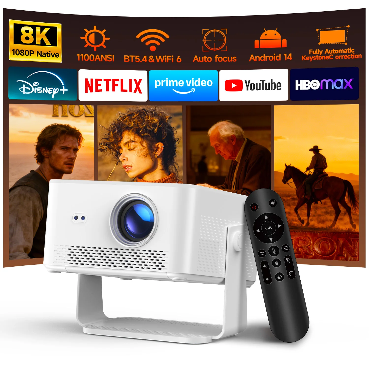 Magcubic HY450Max: Proyector 1080P Nativo, Android 14, 800 ANSI, WiFi 6 Y Rotación 180°