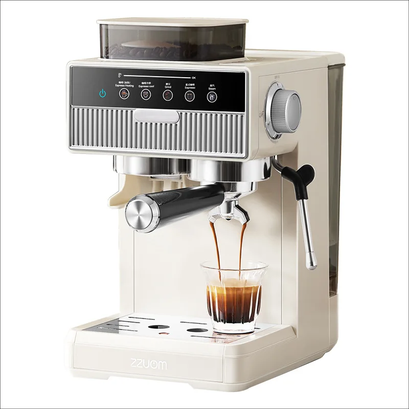 Cross-Border Source Coffee Machine Household Small Hot Cold Dual Extraction Grinding Integrated Italian Espresso Machine Steam