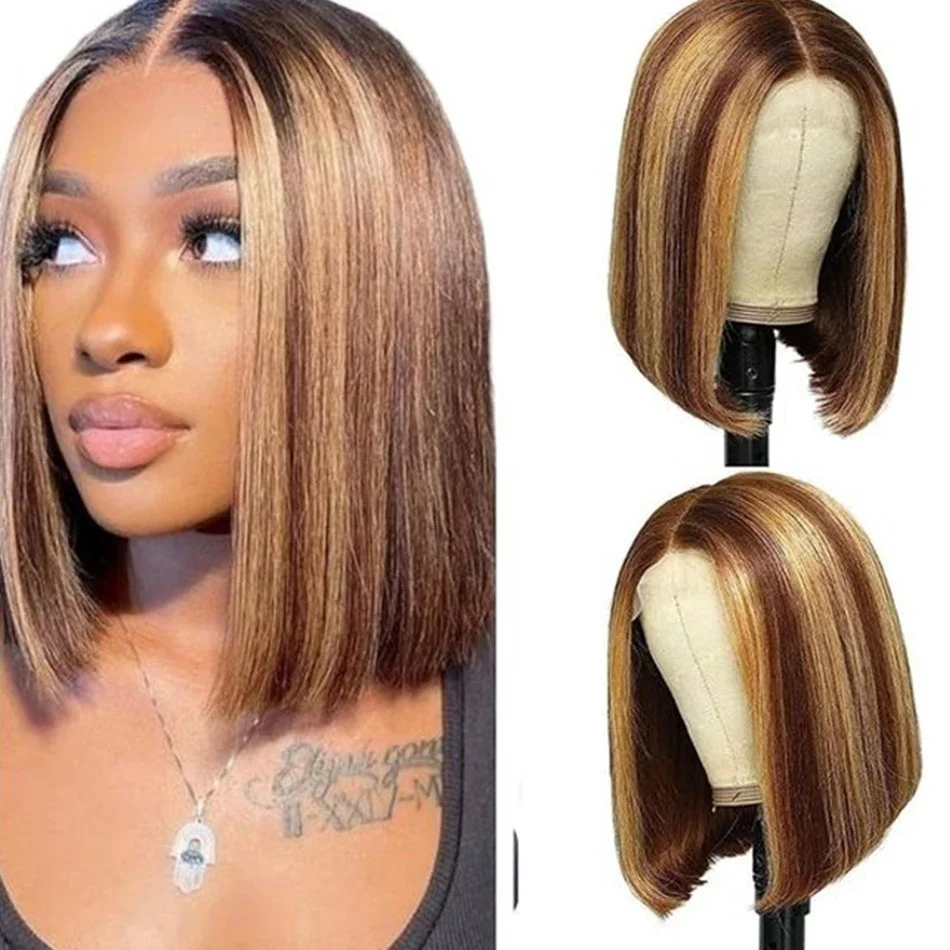 Kurze Bob Echthaar Perücke Mit Lace Front Für Damen Remy Haar_voghion.com