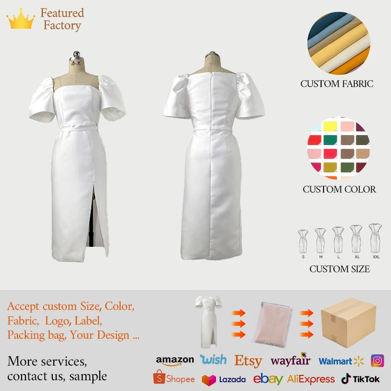 ZYHT 4891 Casual Bodycon Lady Clothes Midi Elegant White Party - Main Image