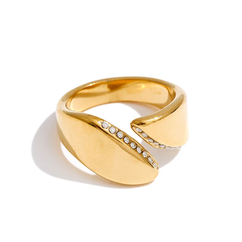【未開封】Золотое Кольцо / GOLDEN RING JINYOU 5205 New Cubic Zirconia Stainless Steel Chunky Ring Durable