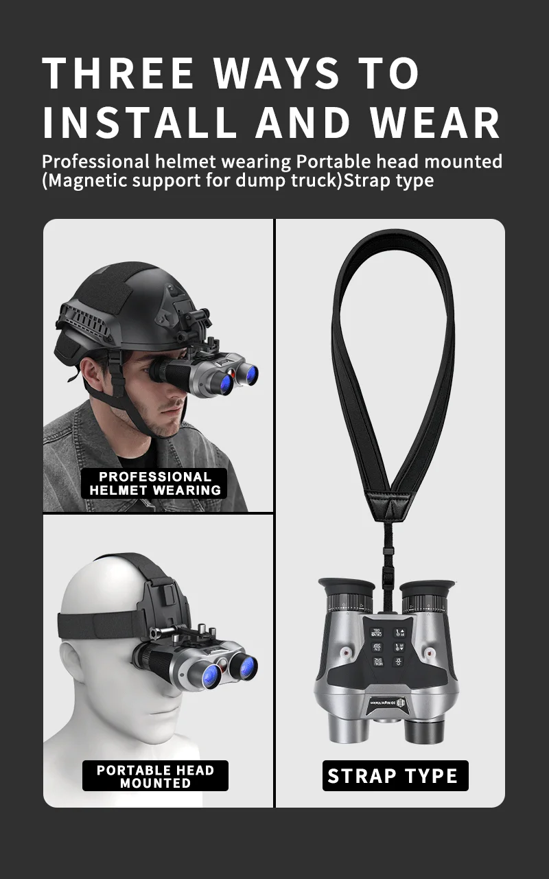 VR303 Kopfmontiertes, wiederaufladbares 4K UHD Video Foto 3D VR Infrarot-Nachtsichtbrille Kopfmontage-Fernglas für 1000 m Entfernung – Detail 2