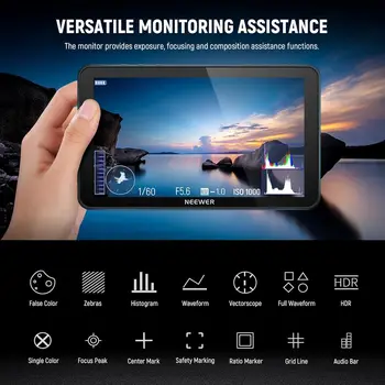 NEEWER F700 7" Camera Field Monitor, 2000nit HD 1920x1080 IPS Touch Screen With 3D LUT, 4K Loop In/Out With Peak Focus detail image