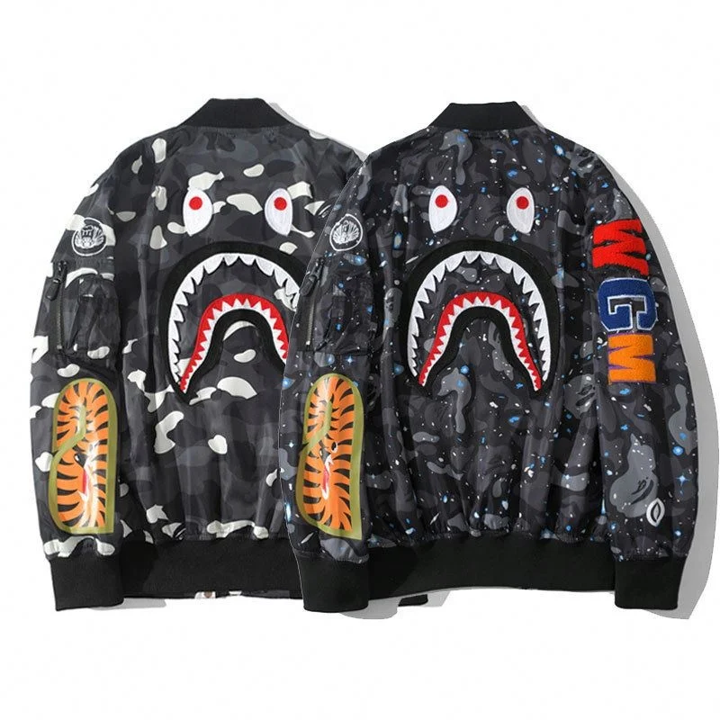 2022 New Style Bape Shark Sweatshirt Camouflage Starry Sky Spotted Street  Hip Hop Fried Street Aviator Sweatshirt - Buy Varsity Jacket Bape,Varsity  