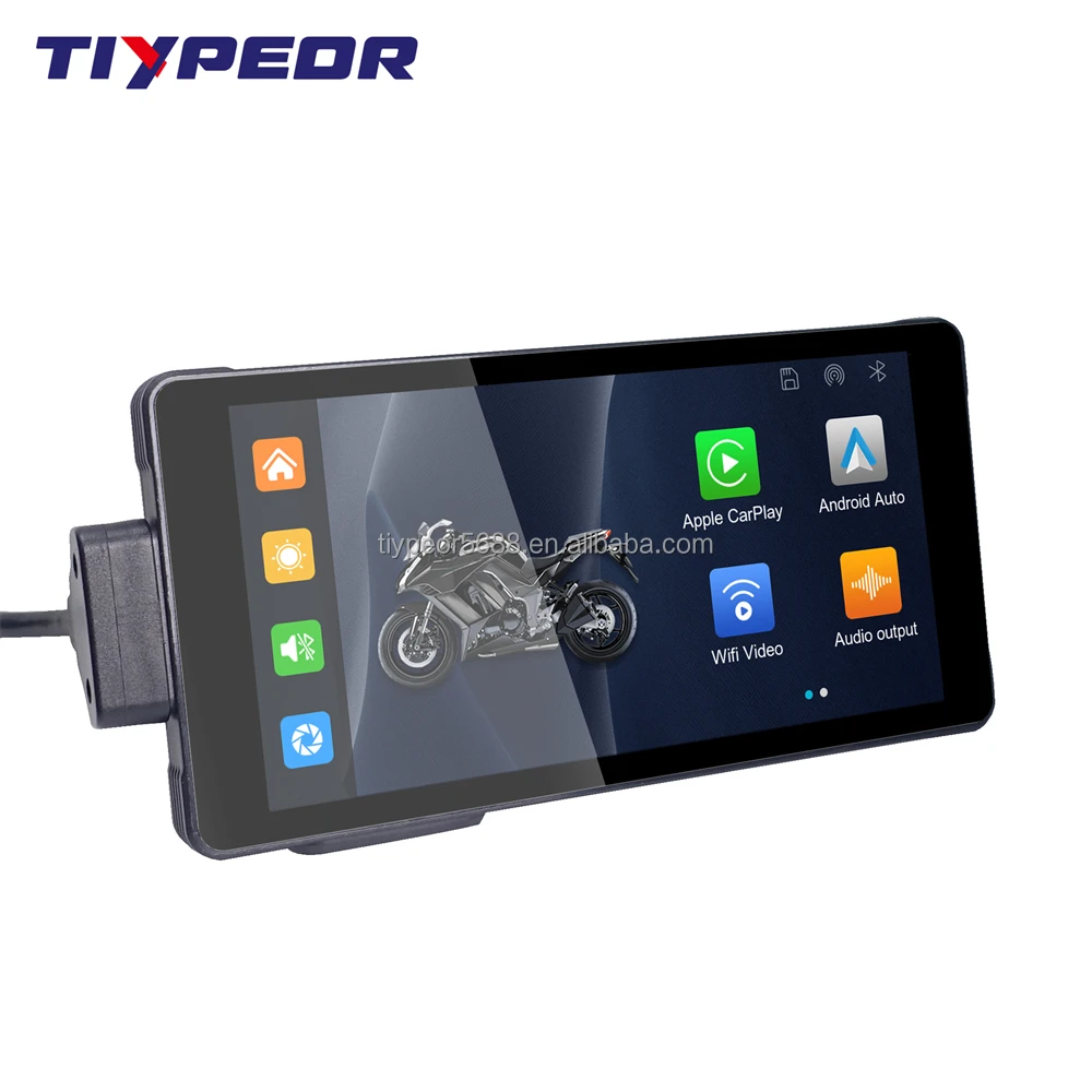 product tiypeor motorcycle wireless carplay android auto player with dvr loop record ips touch screen monitor bt wifi connection tpms-11