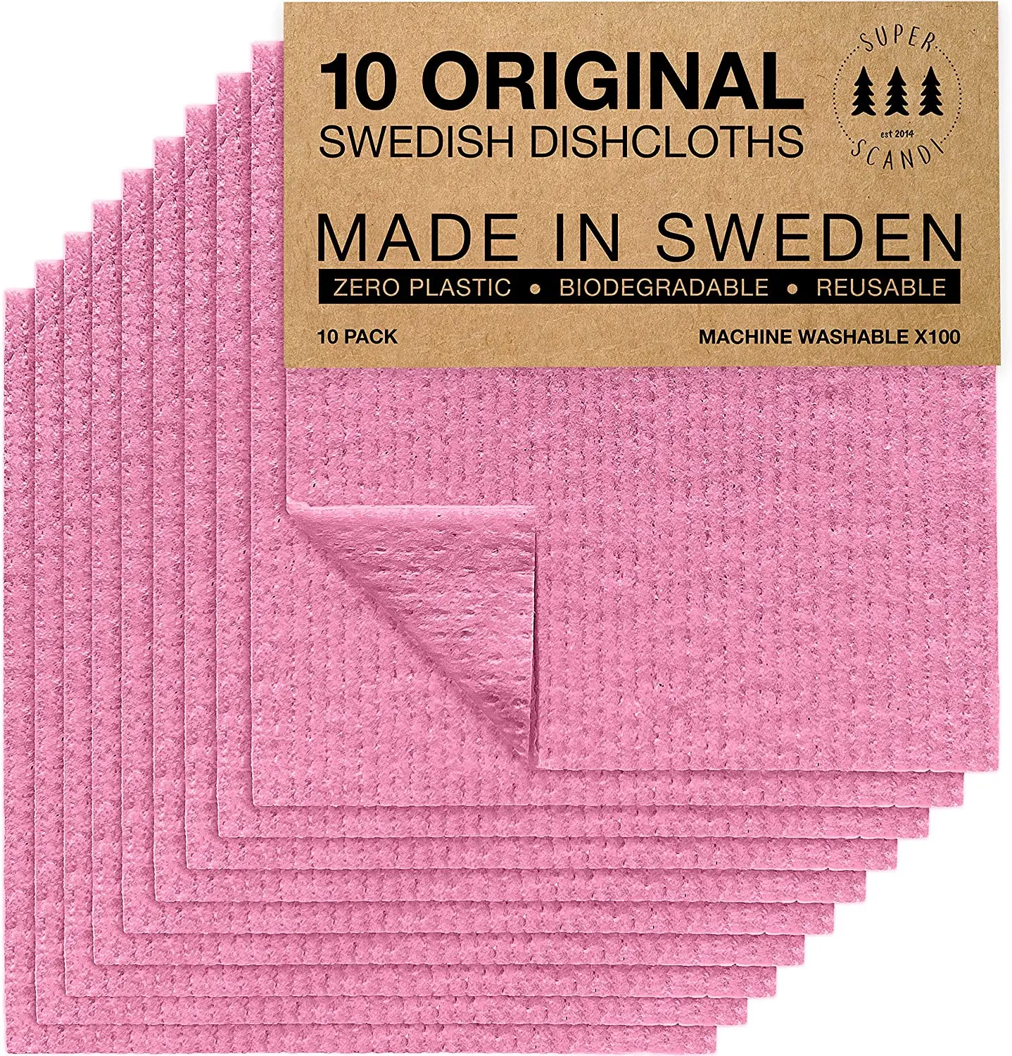 10pk Swedish Wholesale Swedish Dish Cloths Eco-Friendly Machine Wash  Reusable